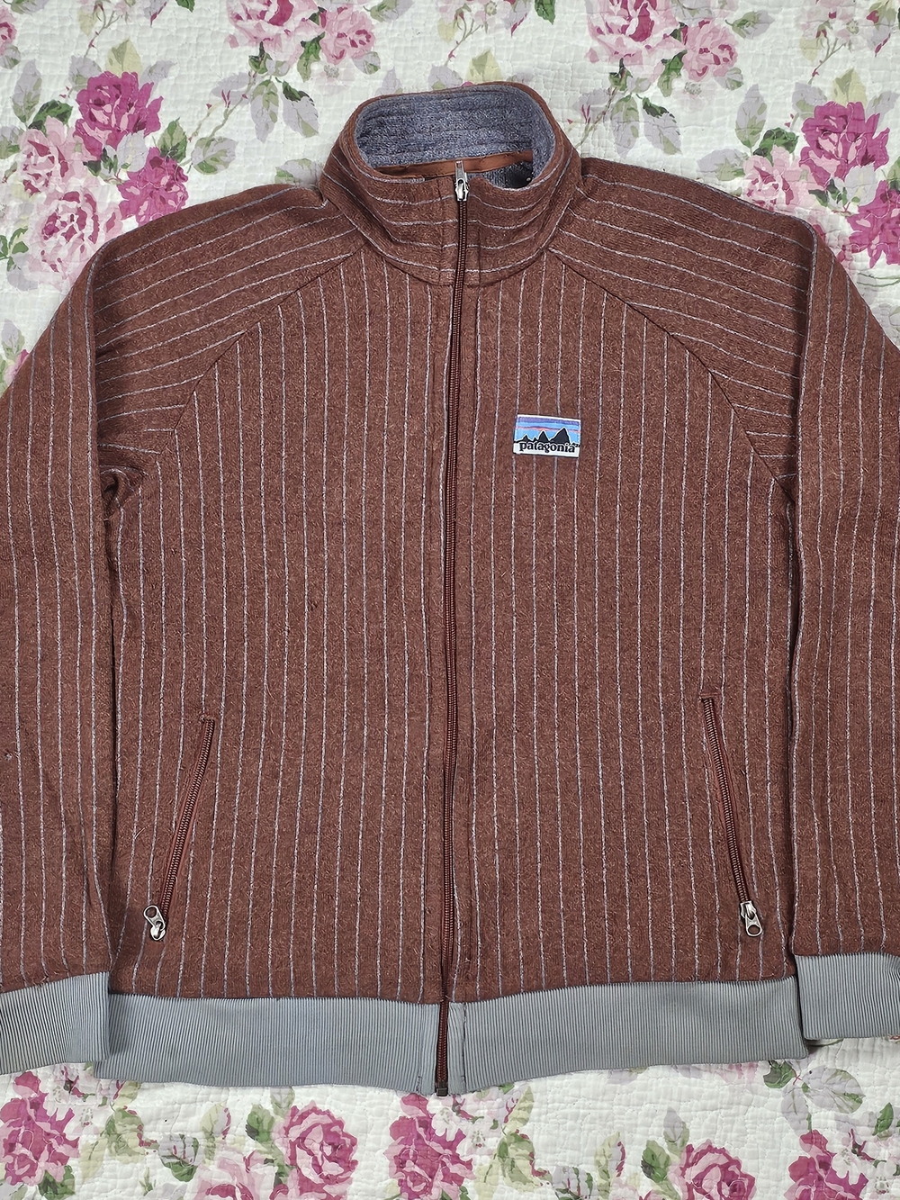 Patagonia RARE PinStripe 40th Anniversary Full Zip Wool Blend Jacket Large